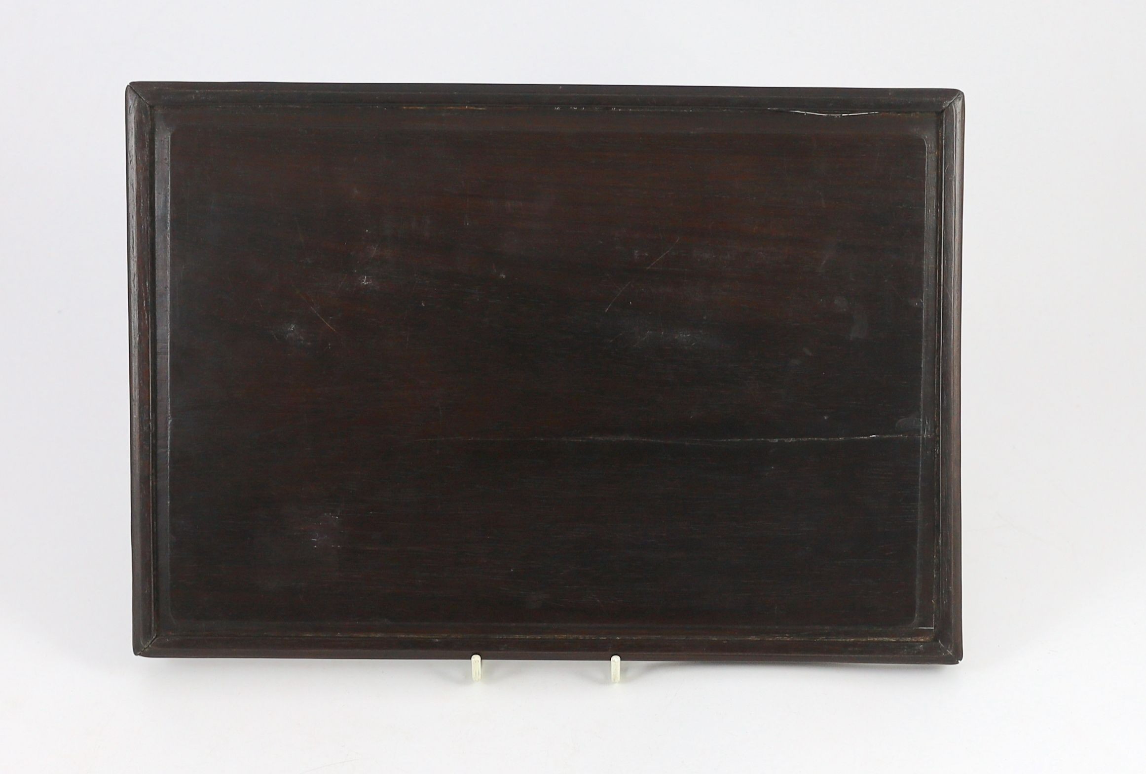 A Chinese hardwood tray, possibly zitan, 19th century 35 cm x 24 cm